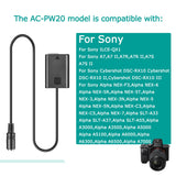 AC-PW20 DC Coupler USB-C AC Power Adapter PD Adapter kit NP-FW50 Battery for Sony Alpha A6500 A6400 A7II A7RII A7SII A7S2 A7R2