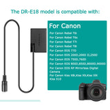 USB Cable ACK-E18 DR-E18 Dummy Battery 5V USB Charger for Canon EOS 750D Kiss X8i T6i 760D T6S 77D 800D 200D 250D Rebel SL2 SL3