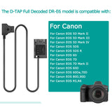 D-TAP on DR-E6 Fully decoded DC coupler LP-E6 Dummy battery ACK-E6 for Canon EOS 5D4 5D3 5D2 60D 7D 6D 60Da 70D 80D 5DS 5DSR