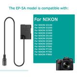 EP-5A USB-C Adapter Power Cable DC Coupler Kit EN-EL14 Battery  PD Adaptor for Nikon D3100 D3200 D3300 D3400 D5000 D5100 D5200